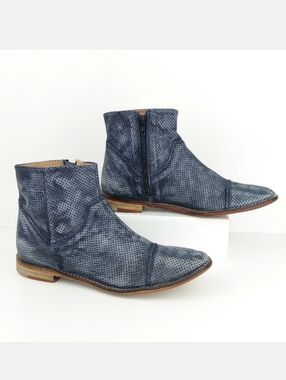 Free People Ankle Snap Boots Black Gray Leather 8.5